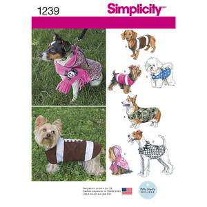 Dog Coats in Three Sizes Simplicity Sewing Pattern 1239