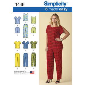 Six Made Easy Pull on Tops and Trousers or Shorts for Plus Size Simplicity Sewing Pattern 1446