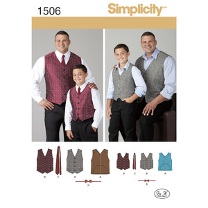 Husky Boys&#39; and Big and Tall Men&#39;s Vests Simplicity Sewing Pattern 1506