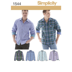 Men&#39;s Shirt with Fabric Variations Simplicity Sewing Pattern 1544BB
