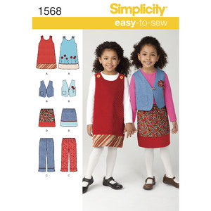 Child&#39;s Jumper, Vest, Trousers and Skirt Simplicity Sewing Pattern 1568