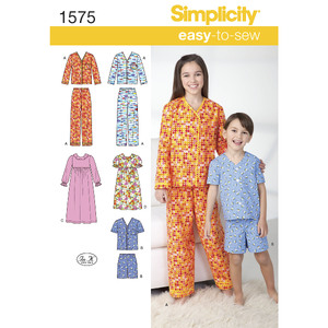 Child&#39;s, Girl&#39;s and Boy&#39;s Loungewear Simplicity Sewing Pattern 1575