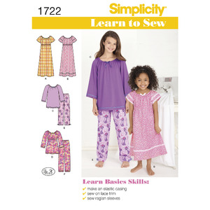 Learn to Sew Child&#39;s and Girl&#39;s Loungewear Simplicity Sewing Pattern 1722