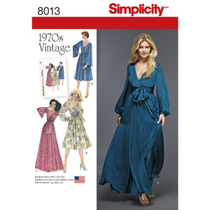 Women&#39;s Vintage 1970&#39;s Dresses&#39; Simplicity Sewing Pattern 8013