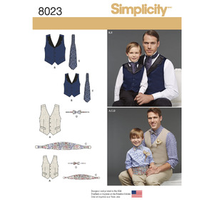 Boys&#39; and Men&#39;s Vest, Bow-tie, Cummerbund and Ascot Simplicity Sewing Pattern 8023