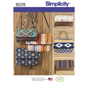 Clutch, Wristlet and Purse in Two Sizes Simplicity Sewing Pattern 8028