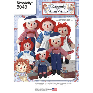 Raggedy Ann &amp; Andy Dolls Simplicity Sewing Pattern 8043