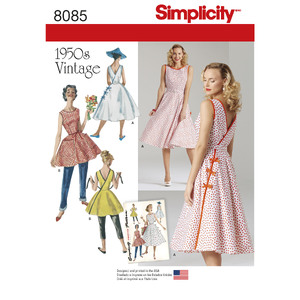 Women's Vintage 1950's Wrap Dress in Two Lengths Simplicity Sewing Pattern 8085