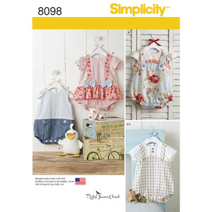 Babies&#39; Rompers, Sandals, and Stuffed Duck Simplicity Sewing Pattern 8098