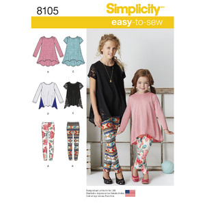 Child&#39;s and Girls&#39; Knit Tunics and Leggings Simplicity Sewing Pattern 8105