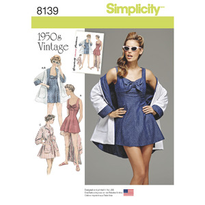 Simplicity Pattern 8139 Women&#39;s Vintage Bathing Dress and Beach Coat Simplicity Sewing Pattern 8139