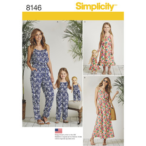 Simplicity Pattern 8146 Matching outfits for Women&#39;s, Child and 18&quot; Doll Simplicity Sewing Pattern 8146