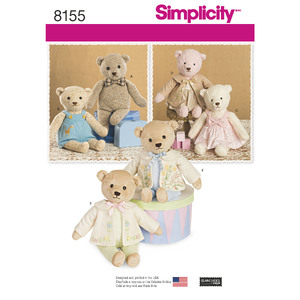 Simplicity Pattern 8155 Stuffed Bears with Clothes Simplicity Sewing Pattern 8155