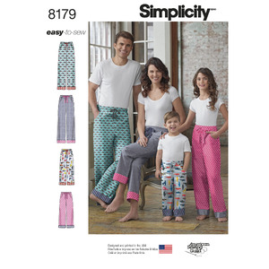 Pattern 8179 Child, Teen and Adult Lounge Pant Simplicity Sewing Pattern 8179