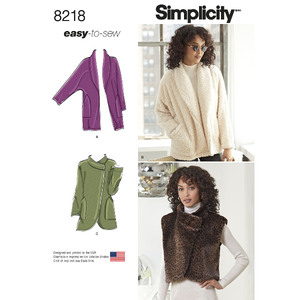Simplicity Pattern 8218 Women&#39;s Easy-to-Sew Jackets and Vest Simplicity Sewing Pattern 8218