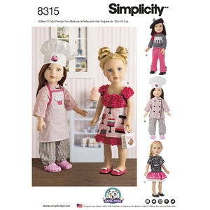Simplicity Pattern 8315 18&quot; Chef Doll Clothes Simplicity Sewing Pattern 8315