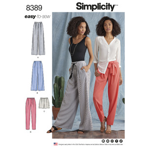 Simplicity Pattern 8389 Women&#39;s Trousers with Length and Width Variations and Tie Belt Simplicity Sewing Pattern 8389