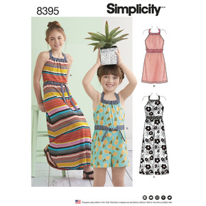 Simplicity Pattern 8395 Child&#39;s &amp; Girls&#39; Halter Dress or Romper Each in Two Lengths Simplicity Sewing Pattern 8395