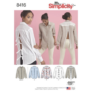 Pattern 8416 Women&#39;s Shirt with Back Variations Simplicity Sewing Pattern 8416