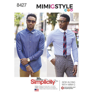 Pattern 8427 Men&#39;s Fitted Shirt with Collar &amp; Cuff Variations by Mimi G Simplicity Sewing Pattern 8427