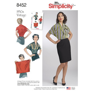 Pattern 8452 Women&#39;s Vintage Knit Blouse Simplicity Sewing Pattern 8452
