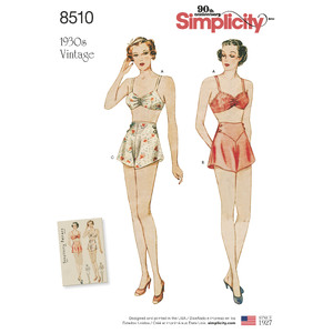 Simplicity Pattern 8510 Miss Vintage Brassiere &amp; Panties Simplicity Sewing Pattern 8510