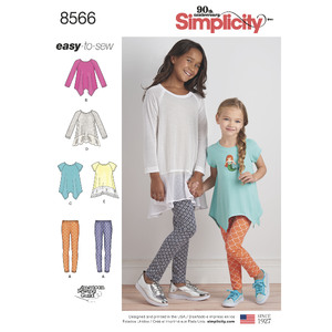 Simplicity Pattern 8566 Child&#39;s &amp; Girls&#39; Tunics &amp; Leggings Simplicity Sewing Pattern 8566