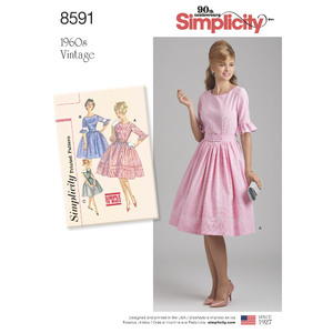 Pattern 8591 Women&#39;s / Petite Women&#39;s Vintage Dress Simplicity Sewing Pattern 8591