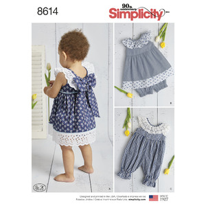 Pattern 8614 Babies&#39; Dress, Romper and Panties Simplicity Sewing Pattern 8614