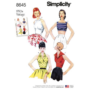 Pattern 8645 Women&#39;s Vintage Tops Simplicity Sewing Pattern 8645