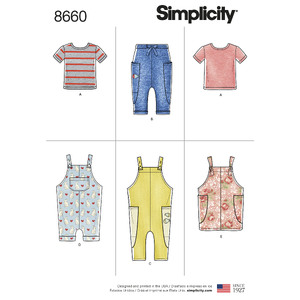Pattern 8660 Toddlers&#39; Knit Top, Trousers, Jumper and Overalls Simplicity Sewing Pattern 8660
