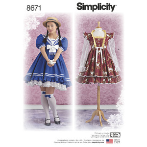 Pattern 8671 Women&#39;s Lolita Costume Dresses Simplicity Sewing Pattern 8671