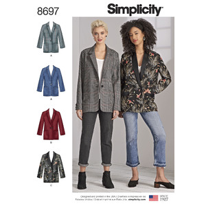Pattern 8697 Women&#39;s / Plus Size Oversized Blazer Simplicity Sewing Pattern 8697