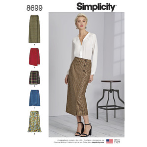 Pattern 8699 Women&#39;s Wrap Skirts with Length Variations Simplicity Sewing Pattern 8699