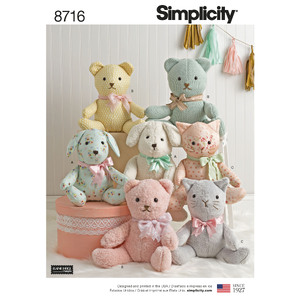 Pattern 8716 Stuffed Animals Simplicity Sewing Pattern 8716