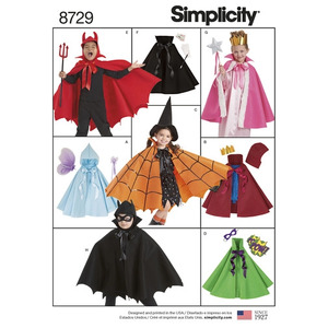 Pattern 8729 Child&#39;s Cape Costumes Simplicity Sewing Pattern 8729