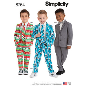 Pattern 8764 Boys&#39; Suit and Ties Simplicity Sewing Pattern 8764