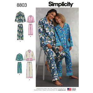 Girls &amp; Misses Set of Lounge Pants &amp; Shirt Sizes XS-XL Simplicity Sewing Pattern 8803