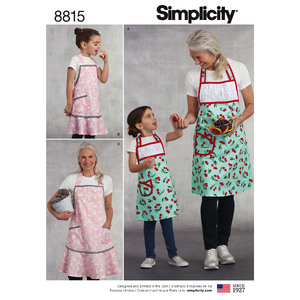 Child&#39;s and Misses&#39; Apron Sizes S-M-L Simplicity Sewing Pattern 8815