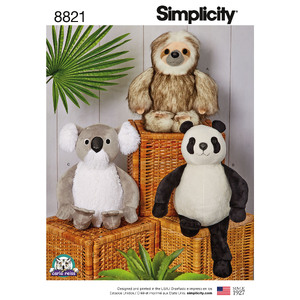 Pattern 8821 15&quot; Stuffed Animals Simplicity Sewing Pattern 8821