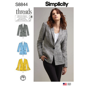 Misses&#39;/ Miss Petite Unlined Blazer Sizes 6-14 Simplicity Sewing Pattern 8844