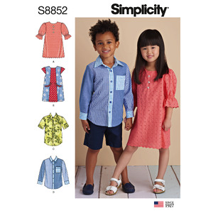 Child&#39;s Dresses and Shirt Sizes 3-8 Simplicity Sewing Pattern 8852