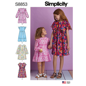 Child&#39;s and Girls&#39; Dress Sizes 3-6 Simplicity Sewing Pattern 8853