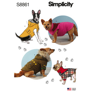 Dog Coats Sizes S-M-L Simplicity Sewing Pattern 8861