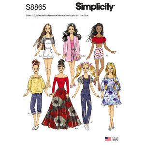11 1/2&quot; Fashion Doll Clothes Simplicity Sewing Pattern 8865