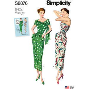 Misses&#39;/Women&#39;s Vintage Dress &amp; Stole Sizes 10-18 Simplicity Sewing Pattern 8876