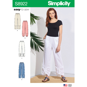Misses&#39; Pull-On Pants sizes 6-14 Simplicity Sewing Pattern 8922