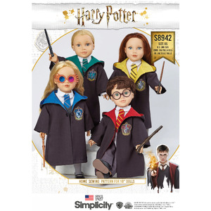Harry Potter Doll Clothes One Size Simplicity Sewing Pattern 8942