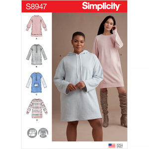 Misses&#39; Knit Sweatshirt Mini Dresses Sizes XXS-XXL Simplicity Sewing Pattern 8947