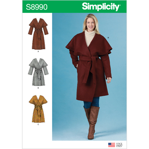 Misses&#39; Wrap Coats Sizes 6-14, Simplicity Sewing Pattern 8990